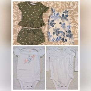 Lot Of Carter's Baby Girl Outfits & Bodysuits